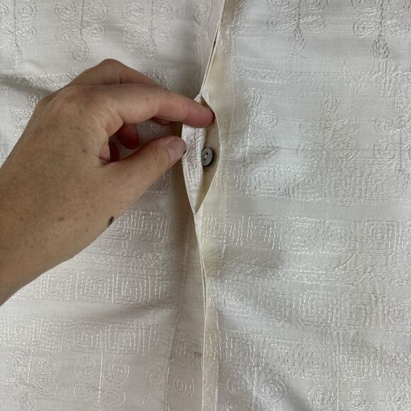 VTG Chico's Embroidered Silk Jacket Size 1 (Large) White Art To Wear (1062) - Picture 6 of 14
